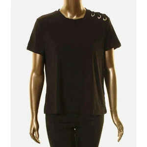 Rachel Roy Women's Tahia Grommet Lace-up Casual Shirt, Black, Small